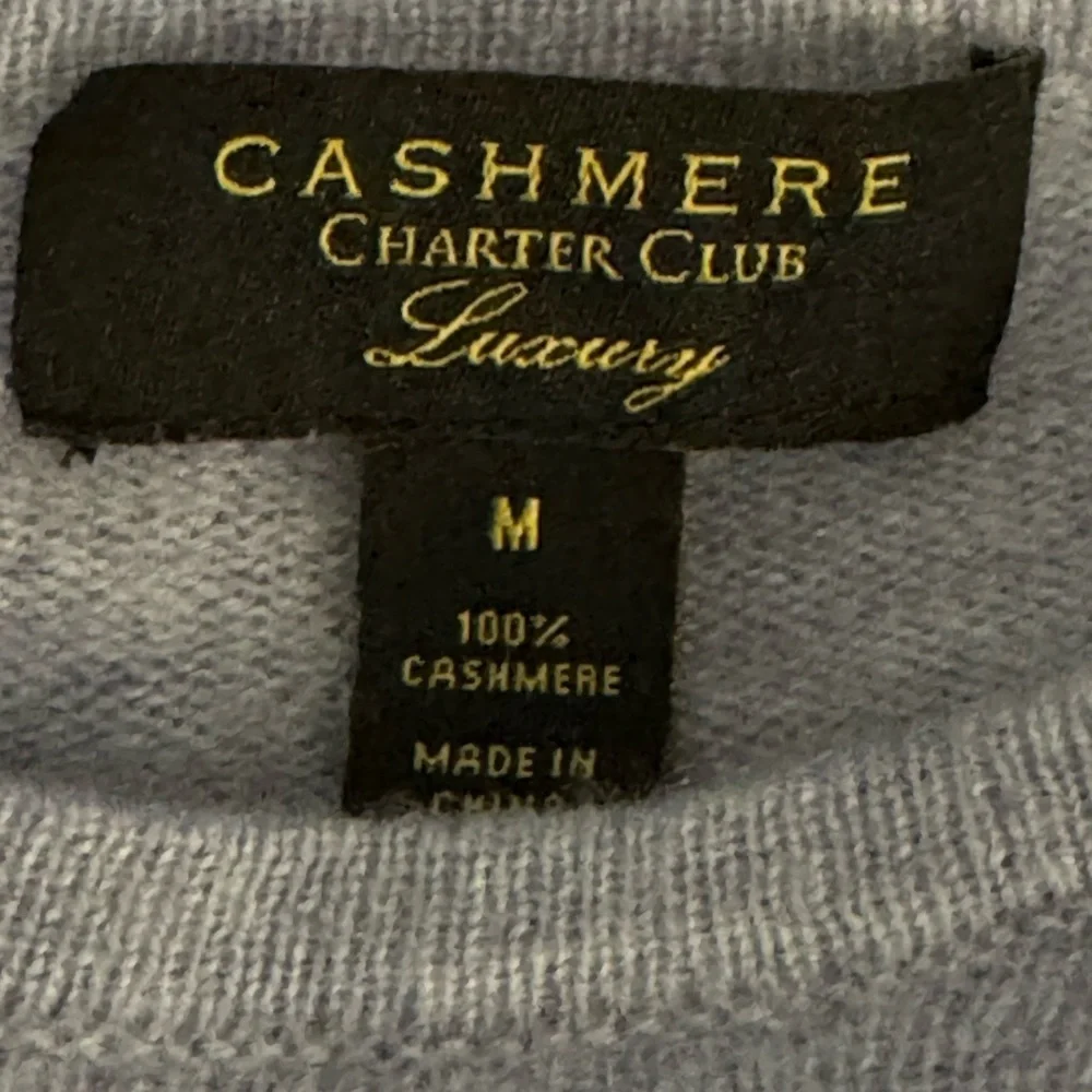 CHARTER CLUB Cashmere Cha Cha Ruffled Sweater Top Periwinkle Size M Spring Soft - Picture 6 of 8